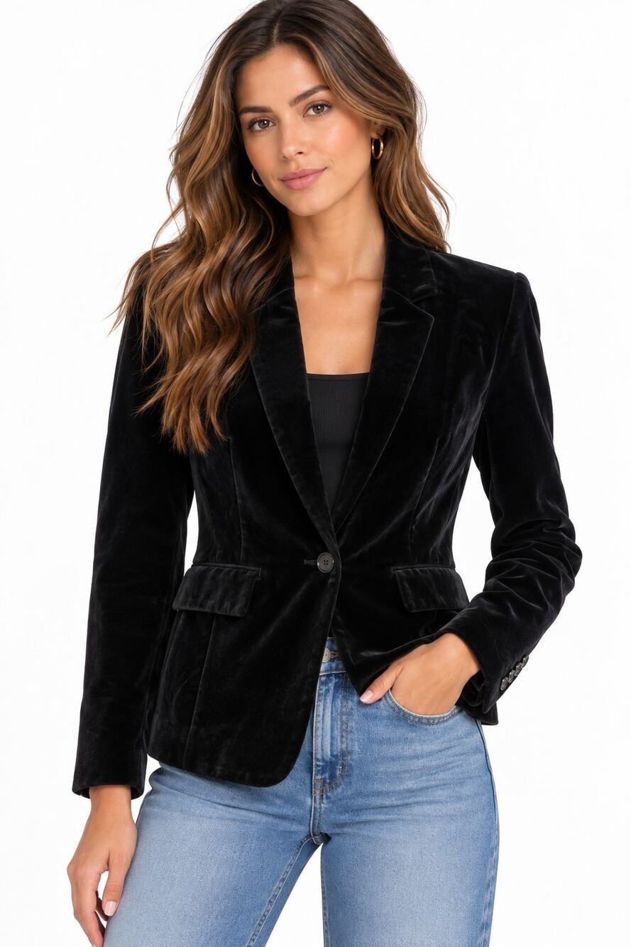 APT. 9 Black Velvet One Button Blazer EUC Size 4